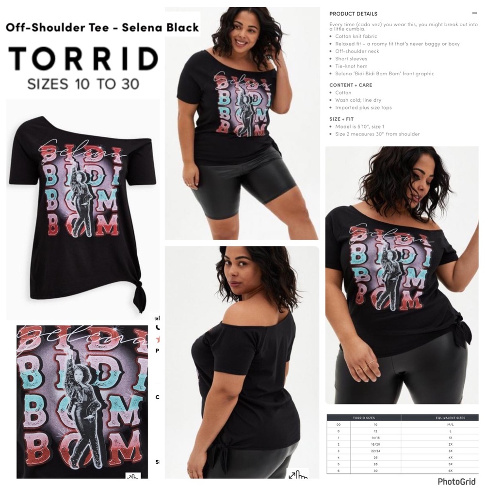 Torrid 0 Selena Bidi Bidi Bom Bom off the shoulder top